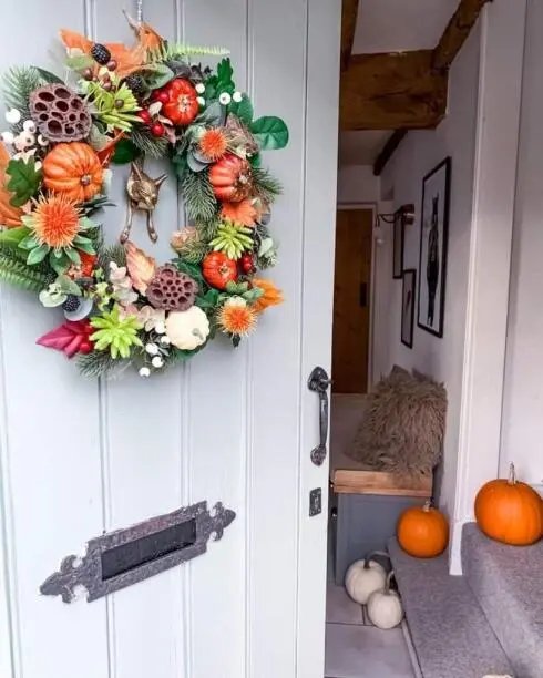 Pumpkin and foliage wreath