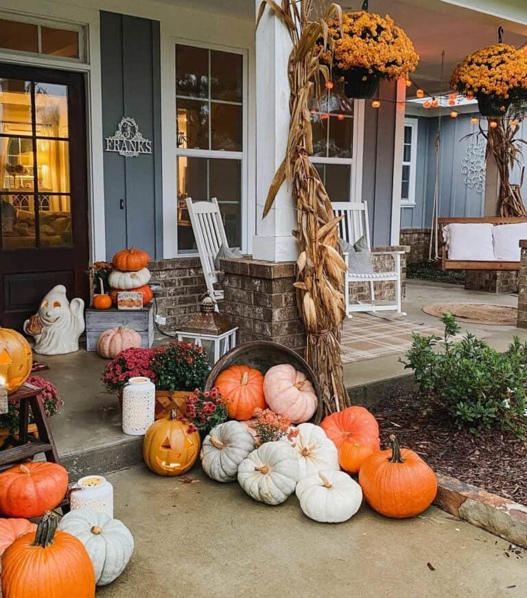 Pumpkin and Mum Lanterns