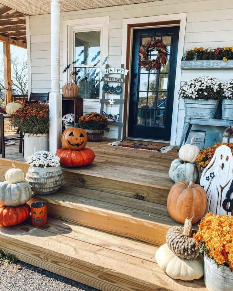 Pumpkin porch display