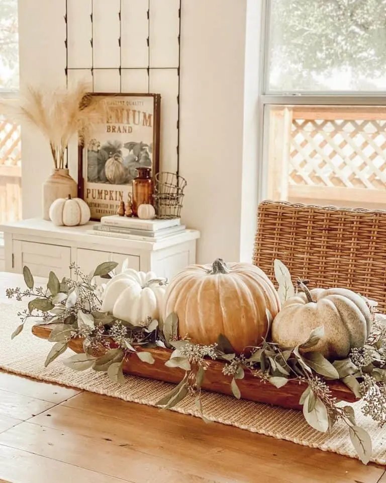 Pumpkin Trio on Wooden Tray