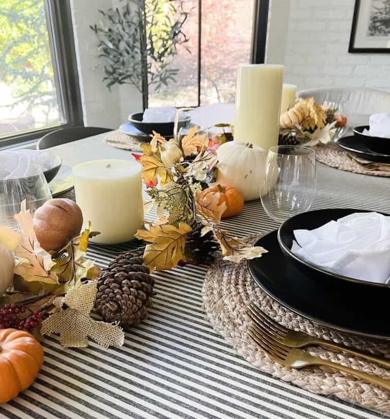 Pumpkins, Candles, Foliage