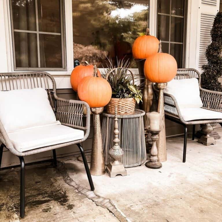 Rattan Chairs with White Cushions