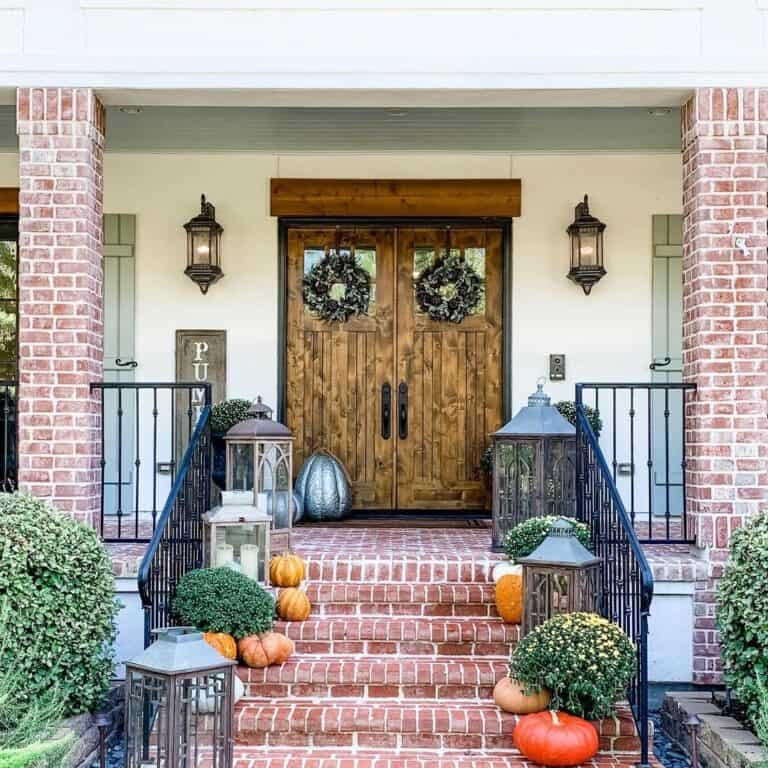 Red brick steps, autumn accents
