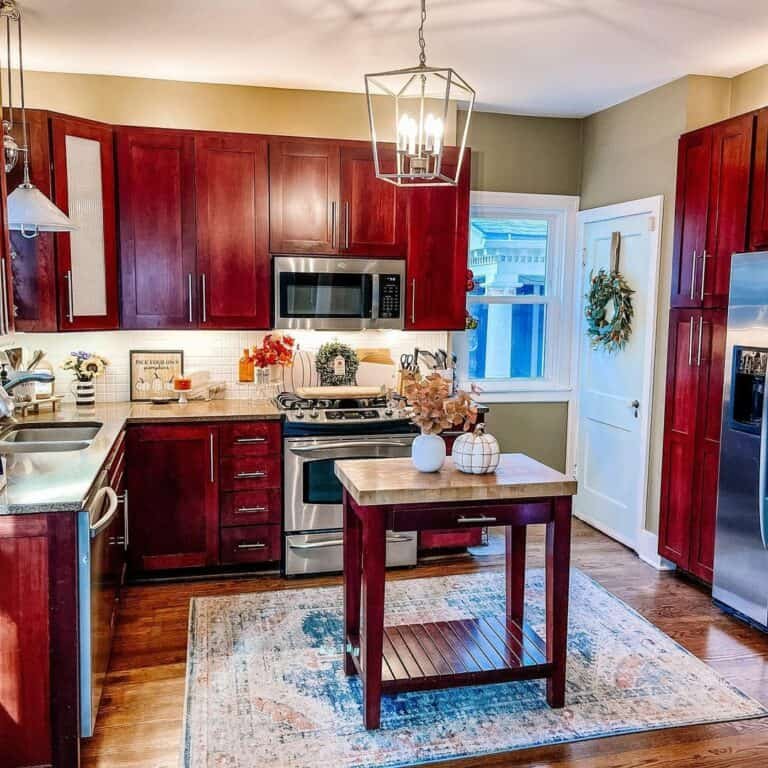 Red-Toned Stained Cabinets