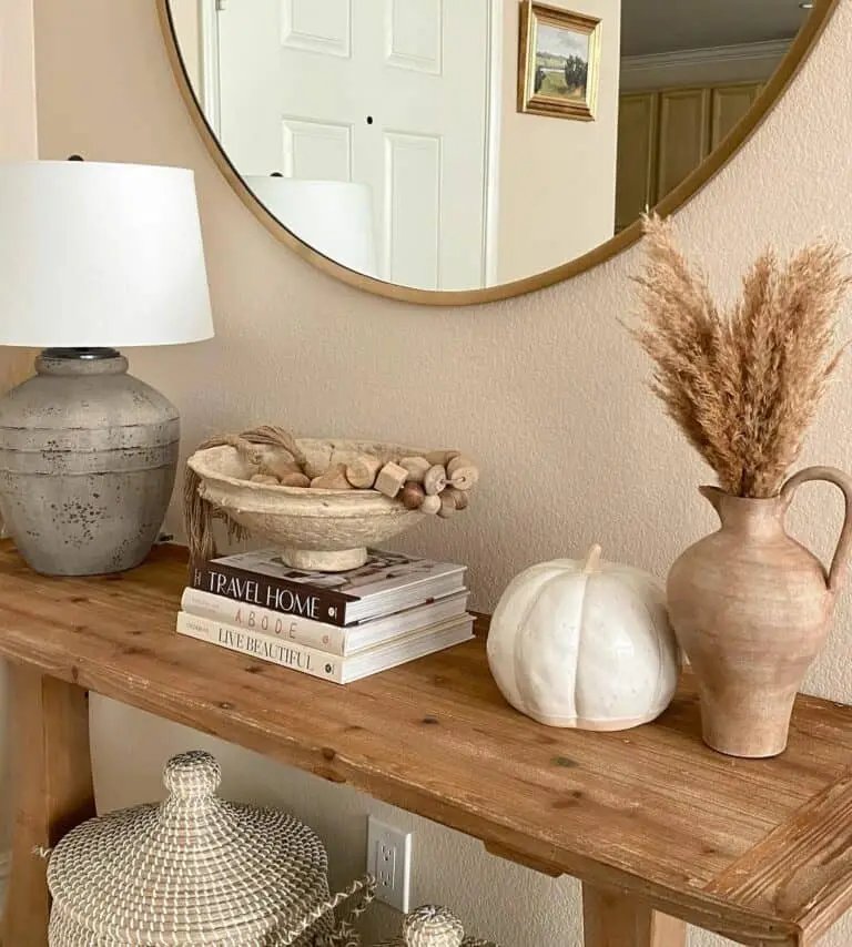 Round Mirror and Console Table