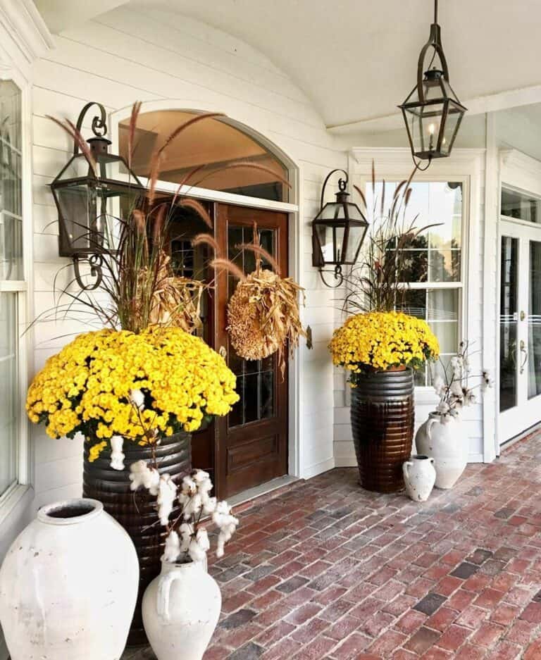Rustic brick porch floor