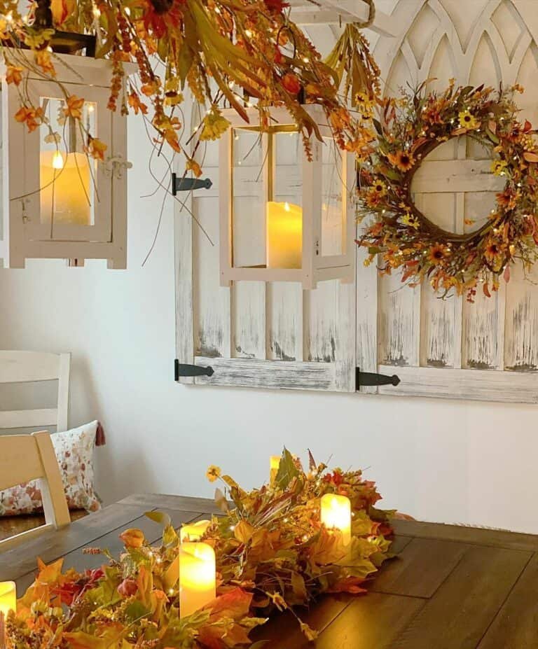 Rustic lantern with candles
