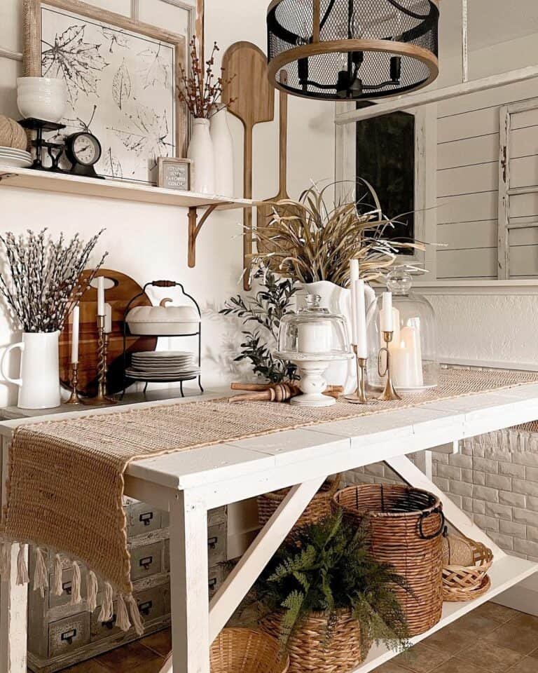 Rustic rattan centerpiece