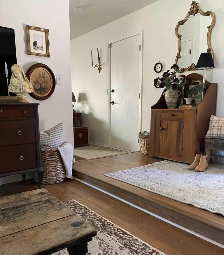 Rustic rugs on wood floors