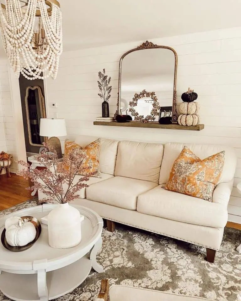 Shiplap Wall with Pumpkins