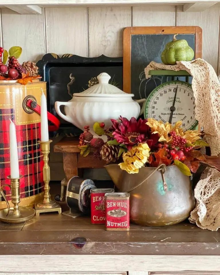 Small vintage chalkboard with fall accents