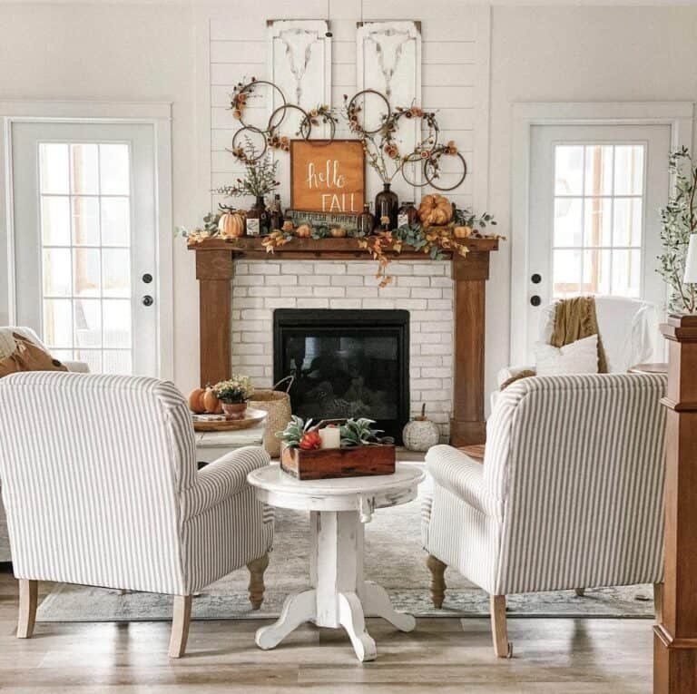 Stained Wood Mantel with Autumn Colors