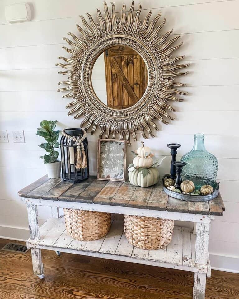 Sunflower Mirror with Brass Frame