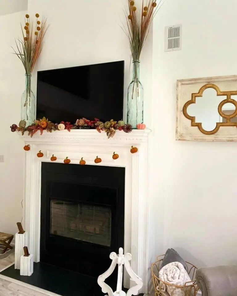 Symmetrical White Mantel Garland