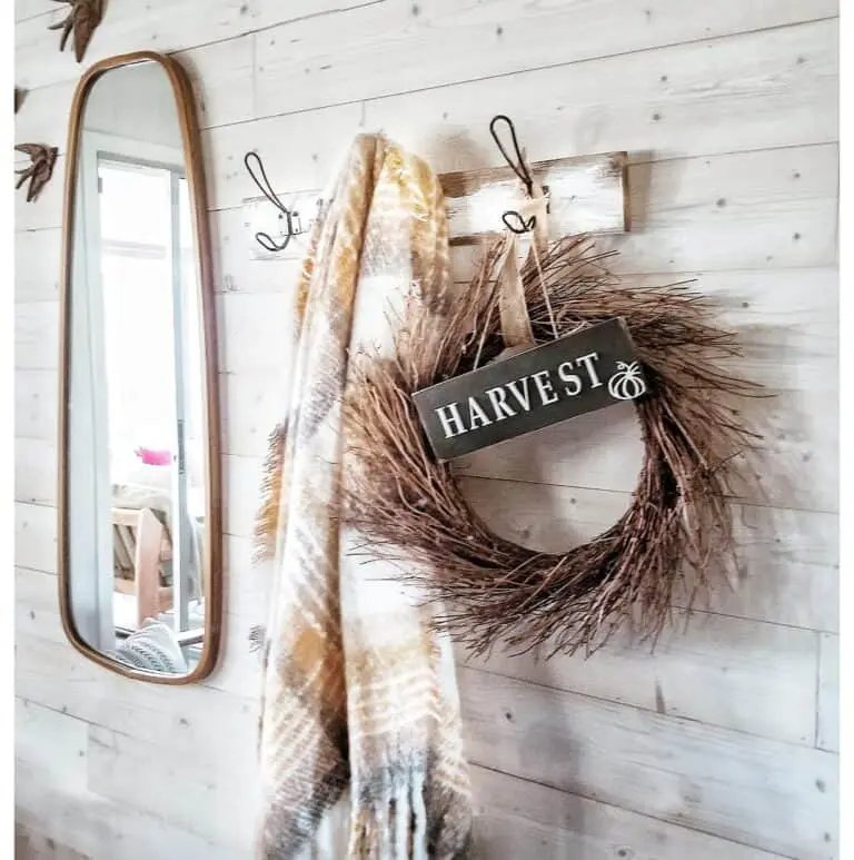 Twig wreath coat rack