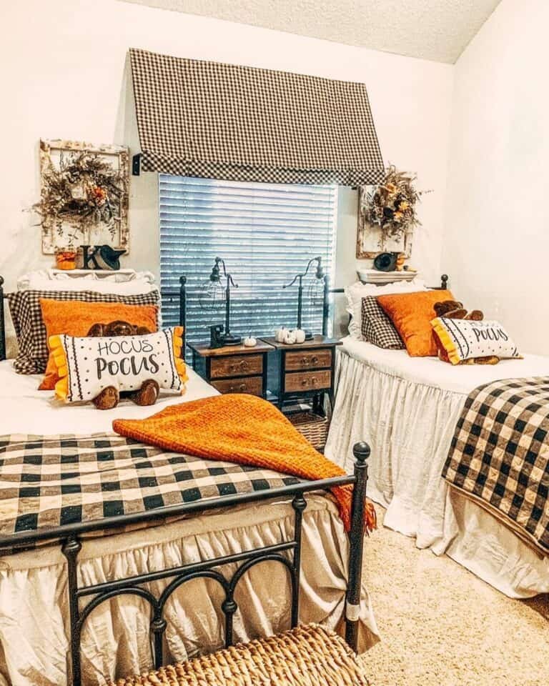 Twin Beds with Halloween Bedding