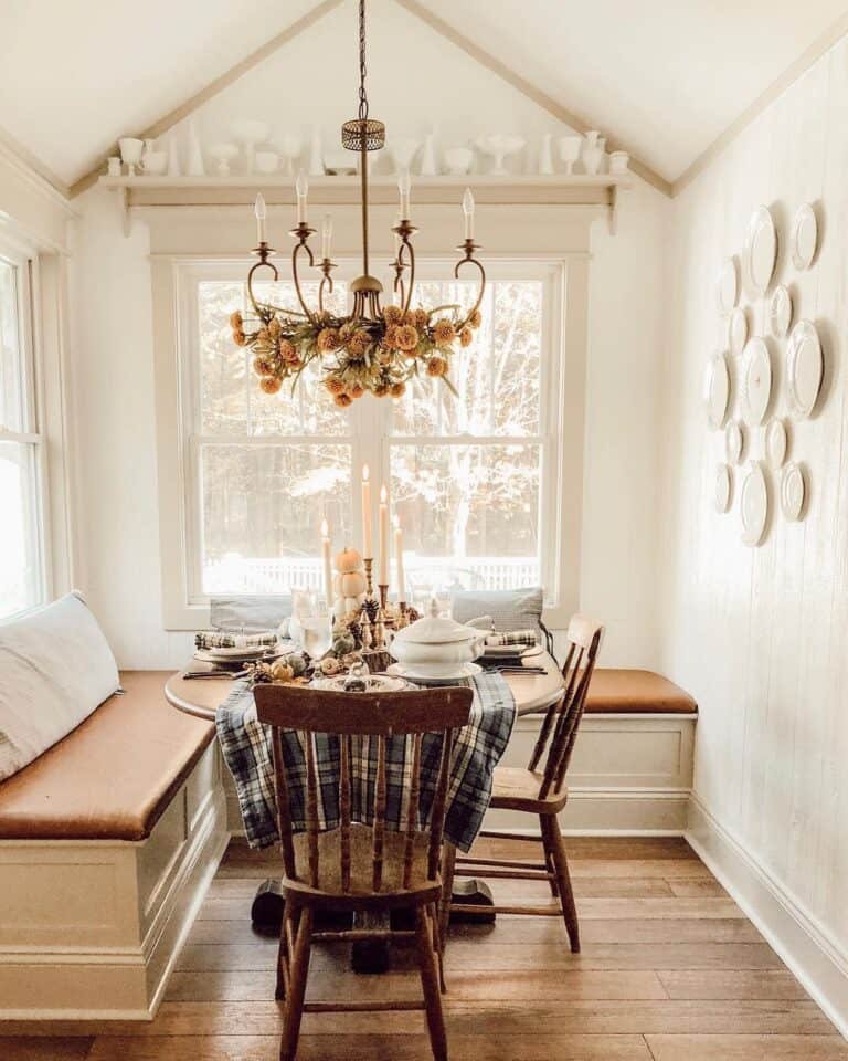 Vintage Chandelier and Plaid Accents