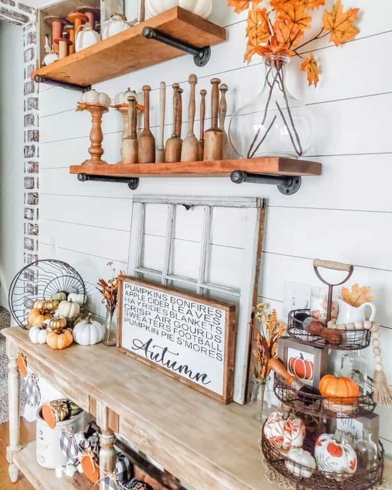 Vintage wood and orange accents