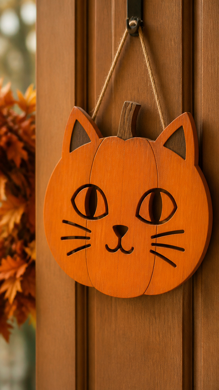 Whimsical Cat-Face Pumpkin