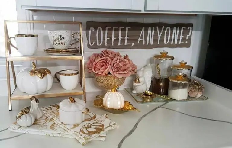White and gold coffee bar