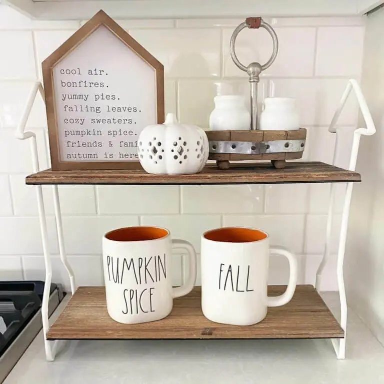 White and Wood Tray with Fall Touches