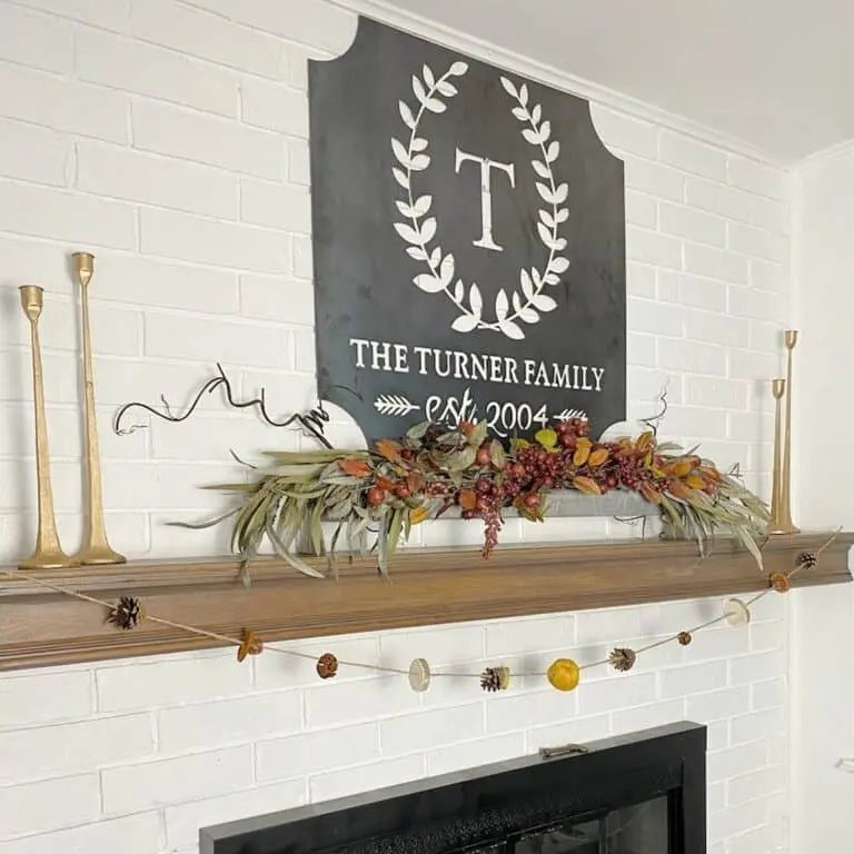 White Brick Wall with Gold Accents