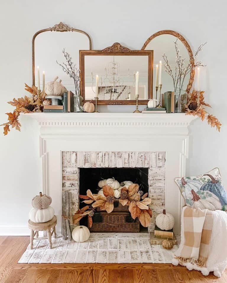 White Brick with Gold Mirrors