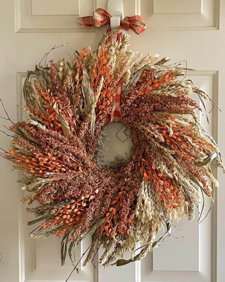 White Door with Orange Wreath