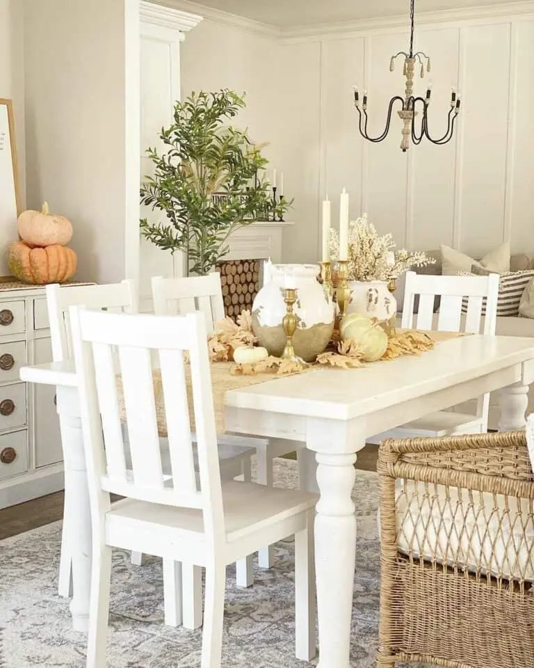 White fall dining table