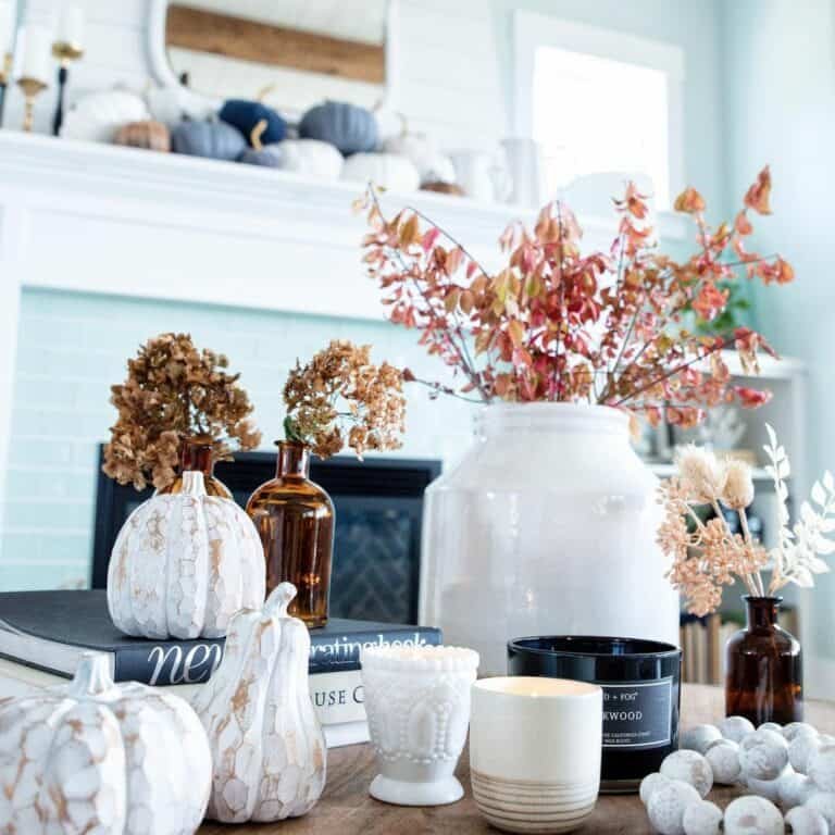 White Pumpkins and Dried Botanicals