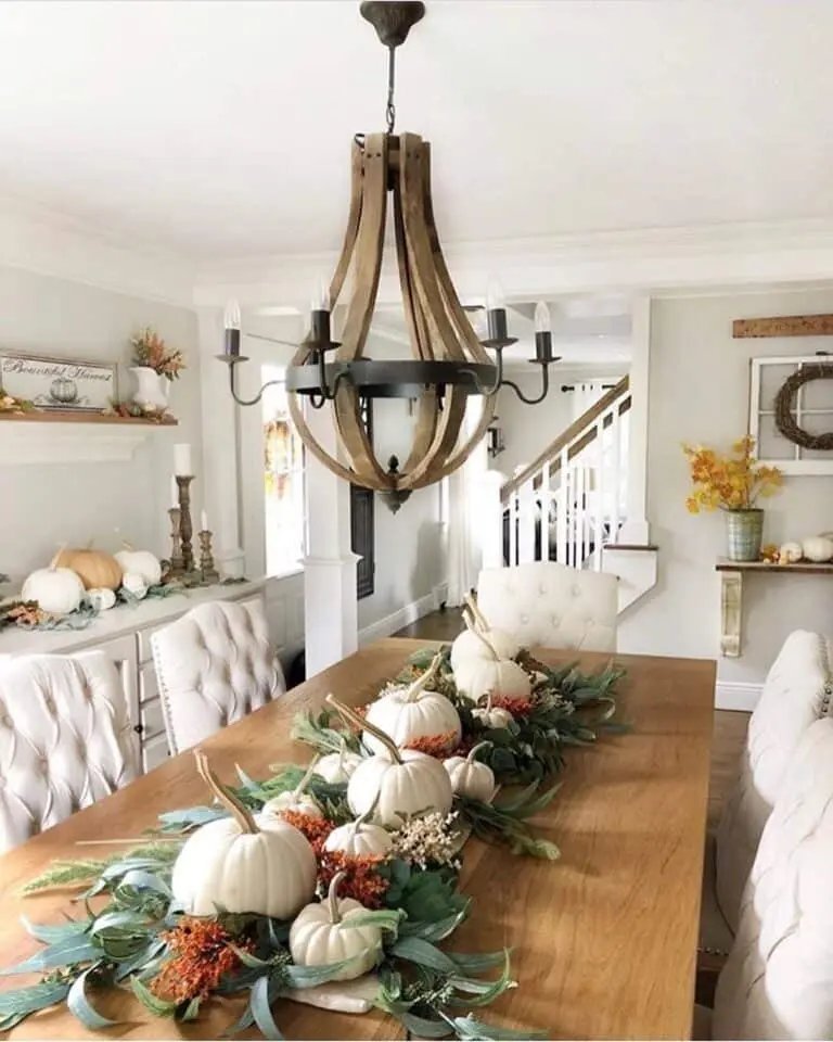 White pumpkins with berries