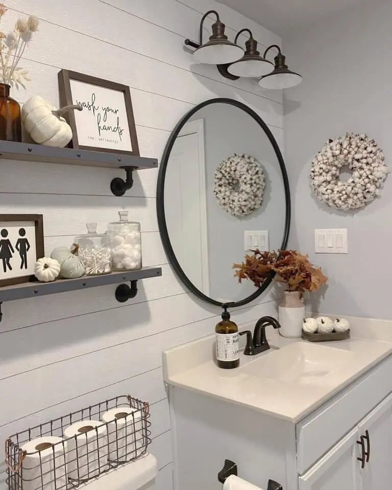 White Shiplap Fall Decor
