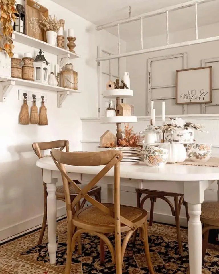 White Table, Wooden Accents