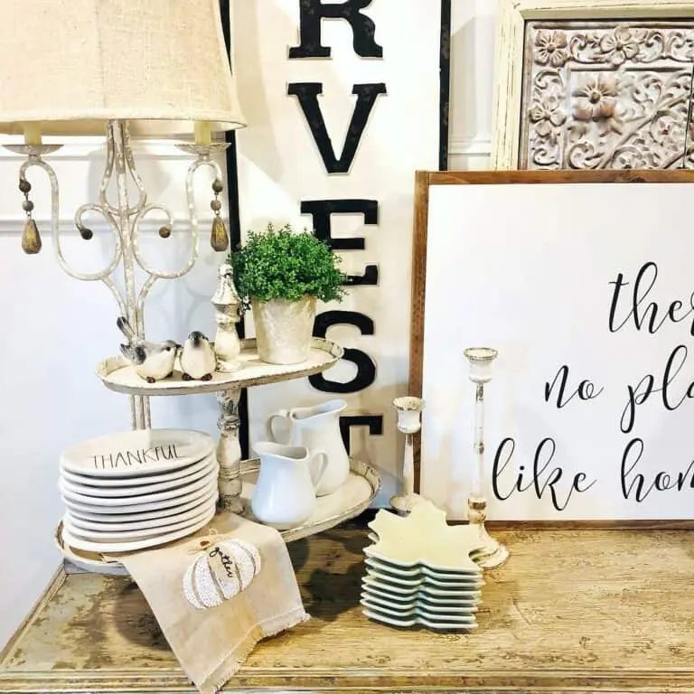 White Tiered Tray with Serving Pieces