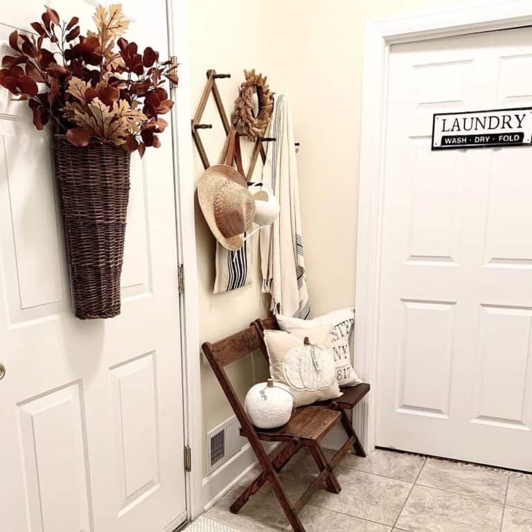 Wicker Wall Hanging with Dried Leaves