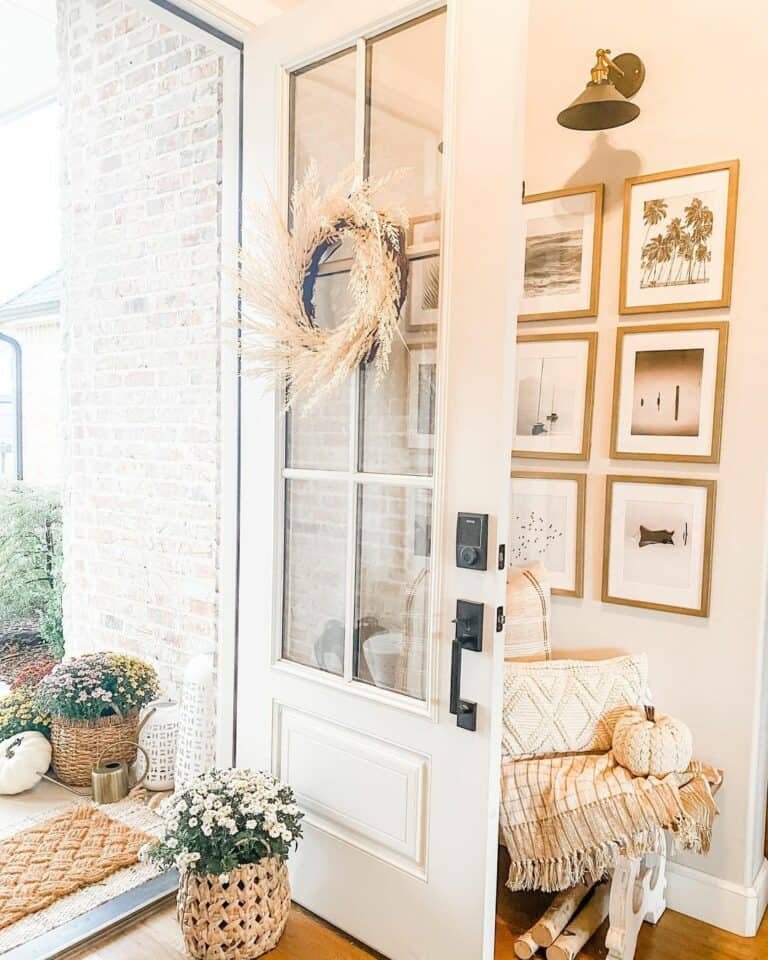 Wood frames, brass sconce
