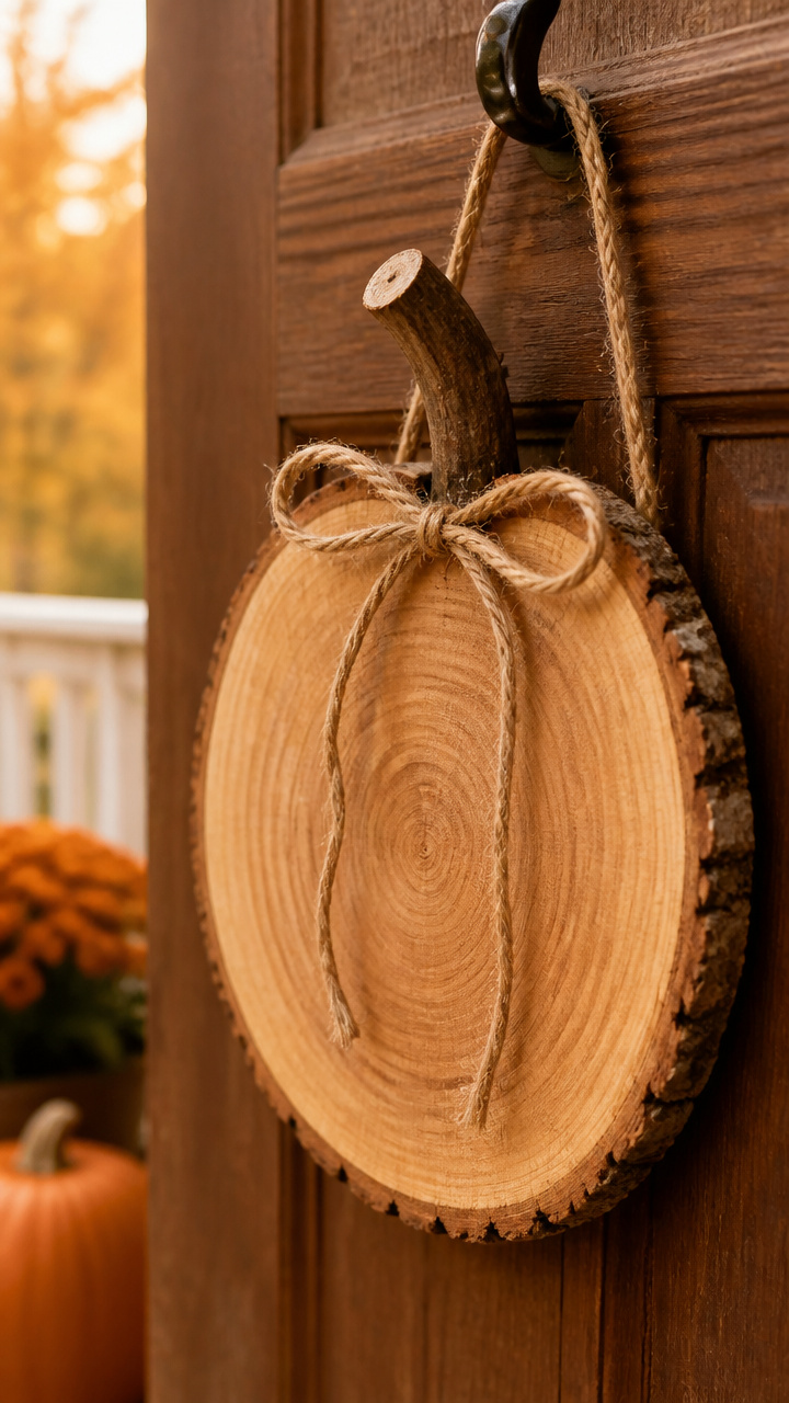 Wood Slice with Twig Handle