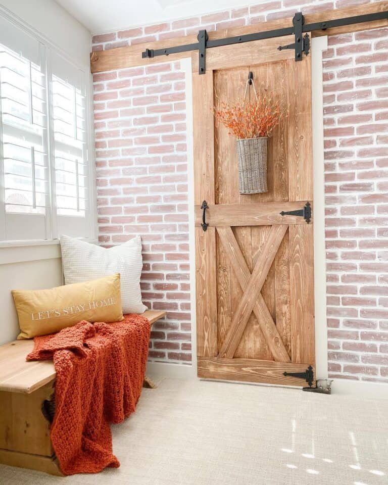 Wooden barn door with fall accents