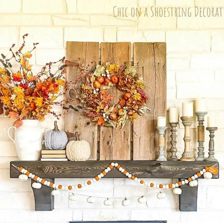 Wooden Palette Mantel with Natural Accents