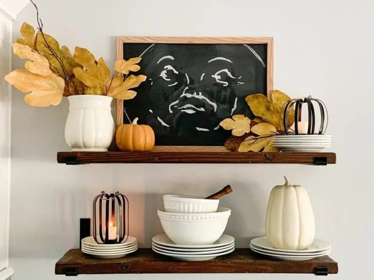 Wooden shelves with fall accents