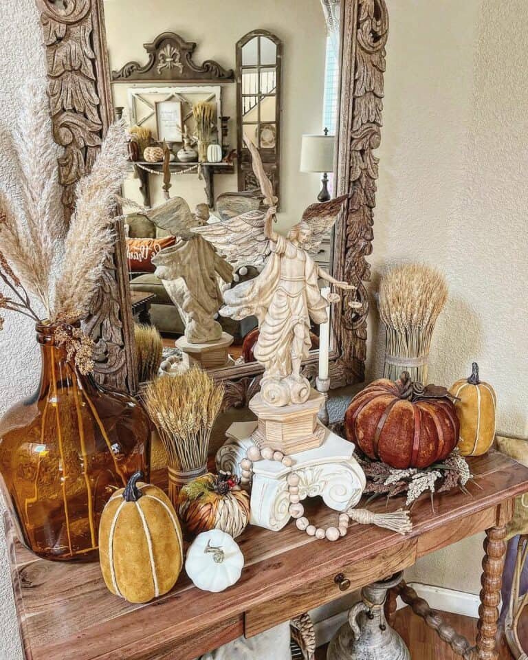 Wooden table with fall accents