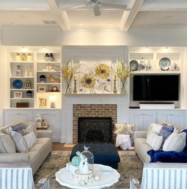 Yellow flower mantel décor