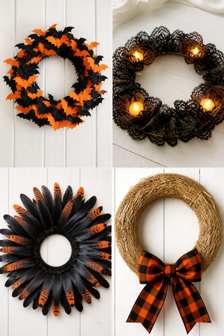 20 Black and Orange Halloween Wreath Ideas for October