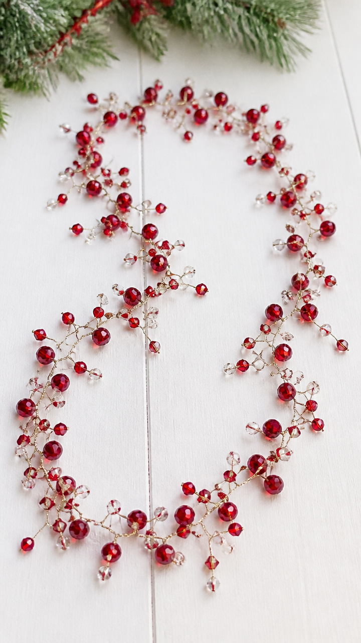 Beaded Cranberry Icicle Garland