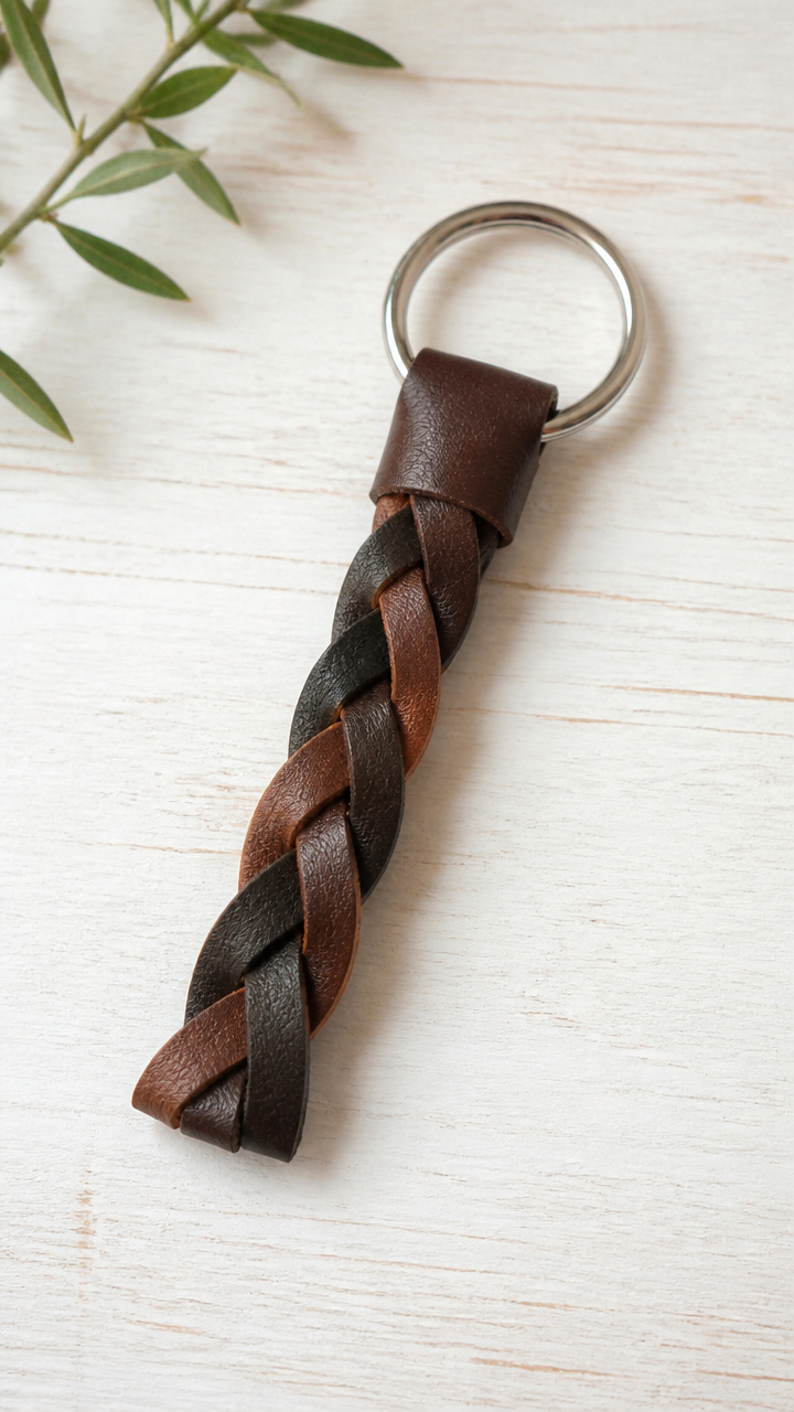 Braided Leather Keychain