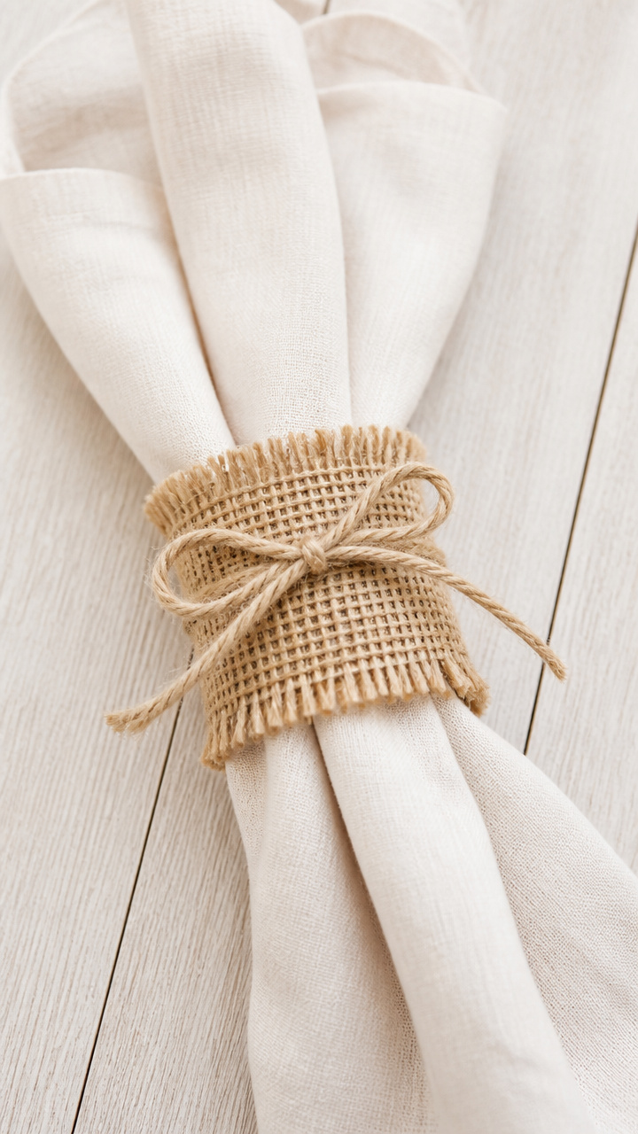 Burlap Napkin Rings with Twine