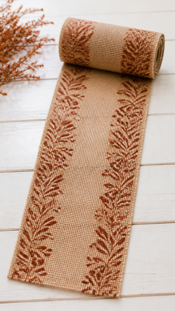 Burlap Table Runner with Stamped Edges