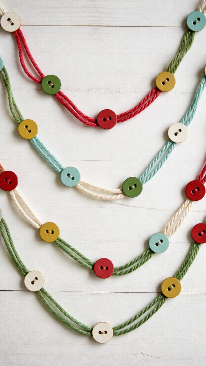 Button-Anchor Yarn Garland