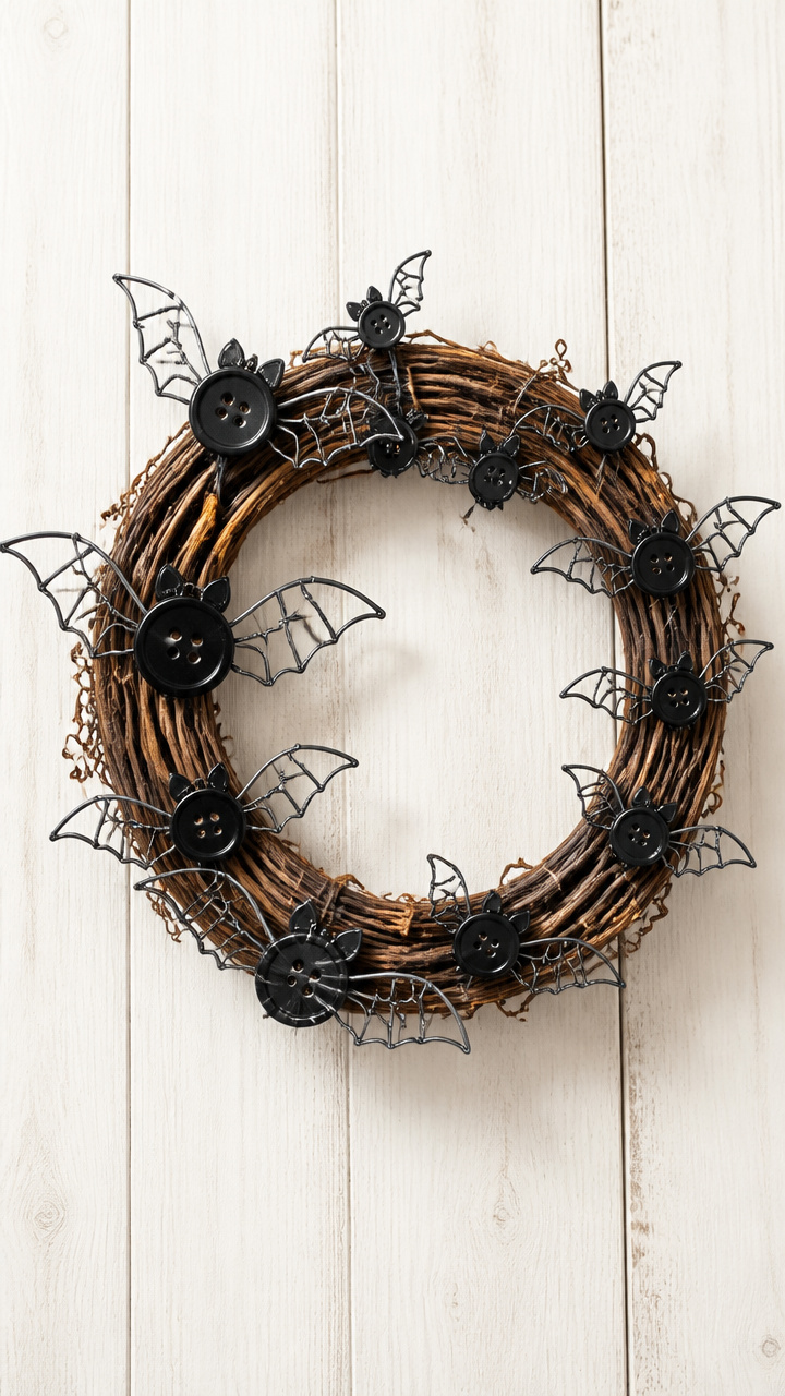 Button Bat Colony Wreath