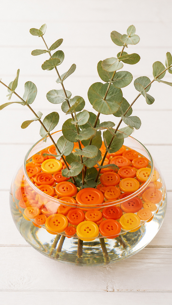 Button Pumpkin Vase Toppers